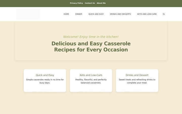 Kuvakaappaus sivustosta allcasserolerecipes.com