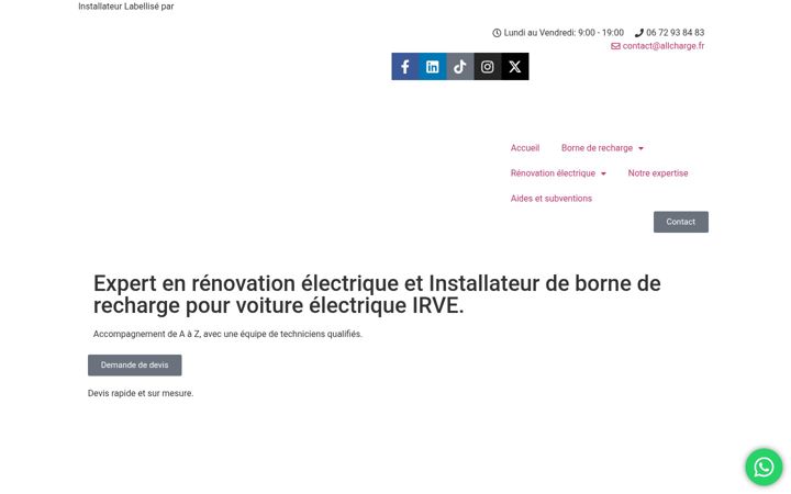 Kuvakaappaus sivustosta allcharge.fr