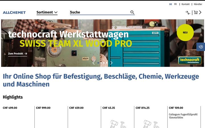 Screenshot of allchemet.ch