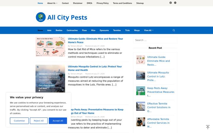 Screenshot of allcitypests.com