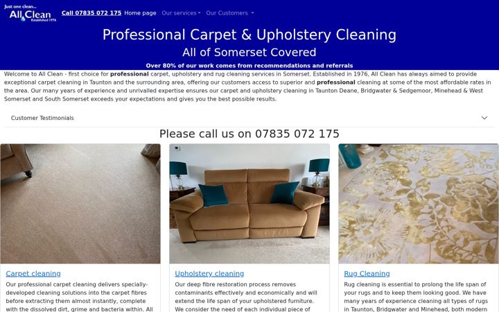 Screenshot of allclean-somerset.co.uk