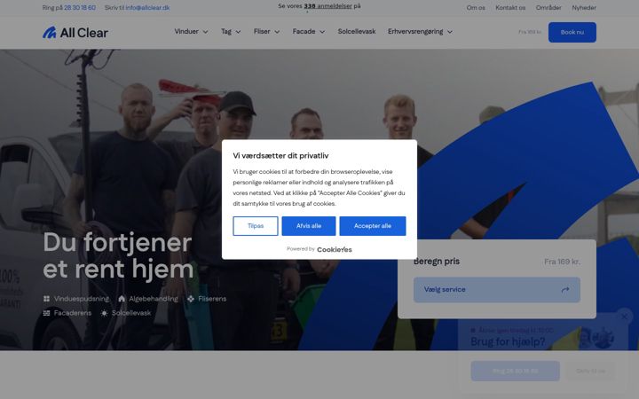 Ekraanipilt saidist allclear.dk