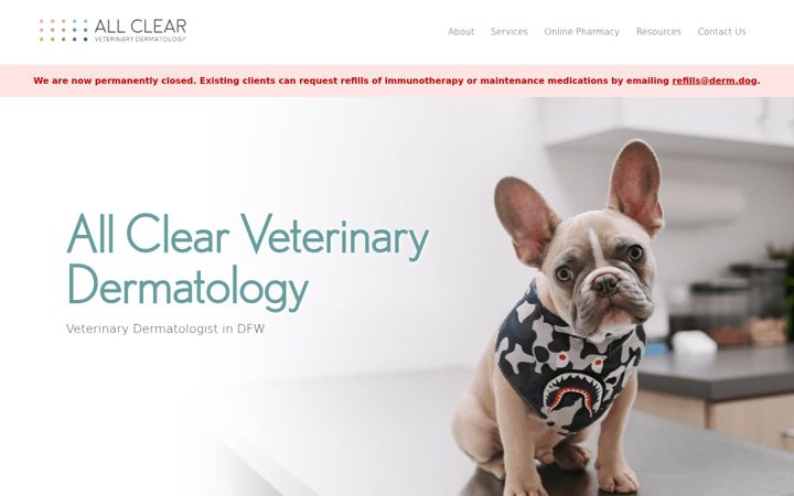 Ekraanipilt saidist allclearvetderm.com