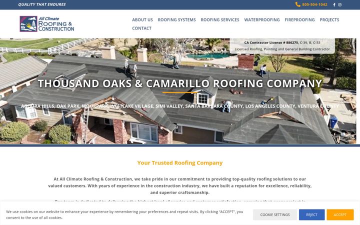 Screenshot of allclimateroofing.com