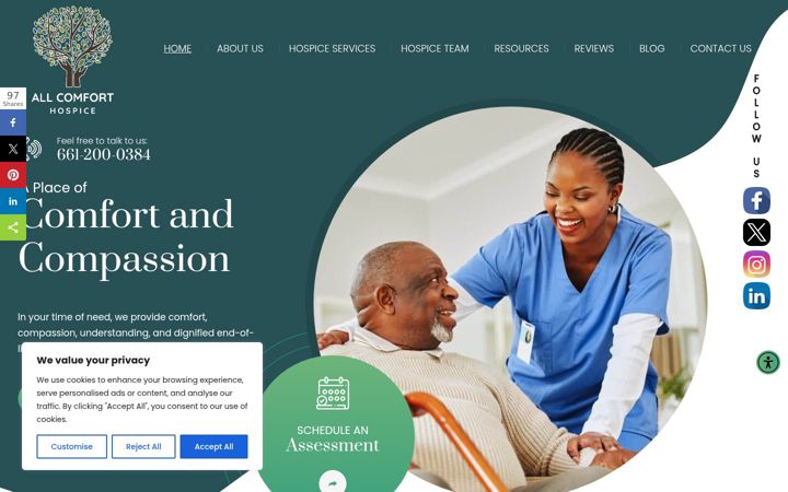Screenshot of allcomforthospiceinc.com