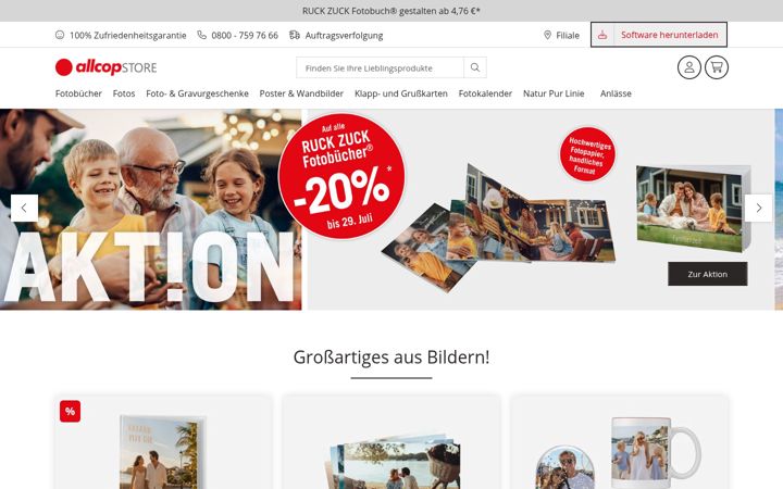 Ekrānuzņēmums no allcop-store.de