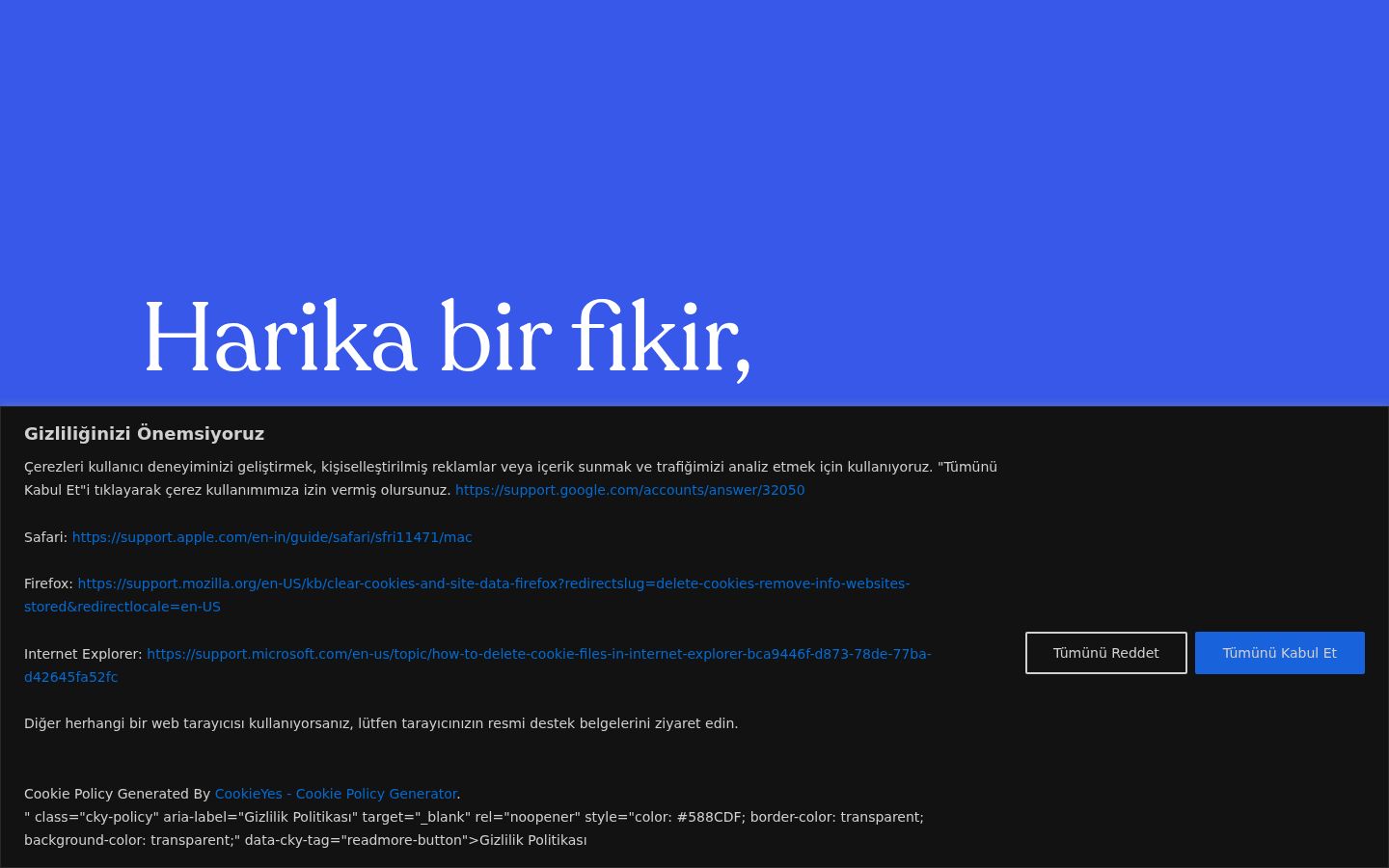 Captura de ecrã do banner de consentimento apresentado antes de qualquer interação