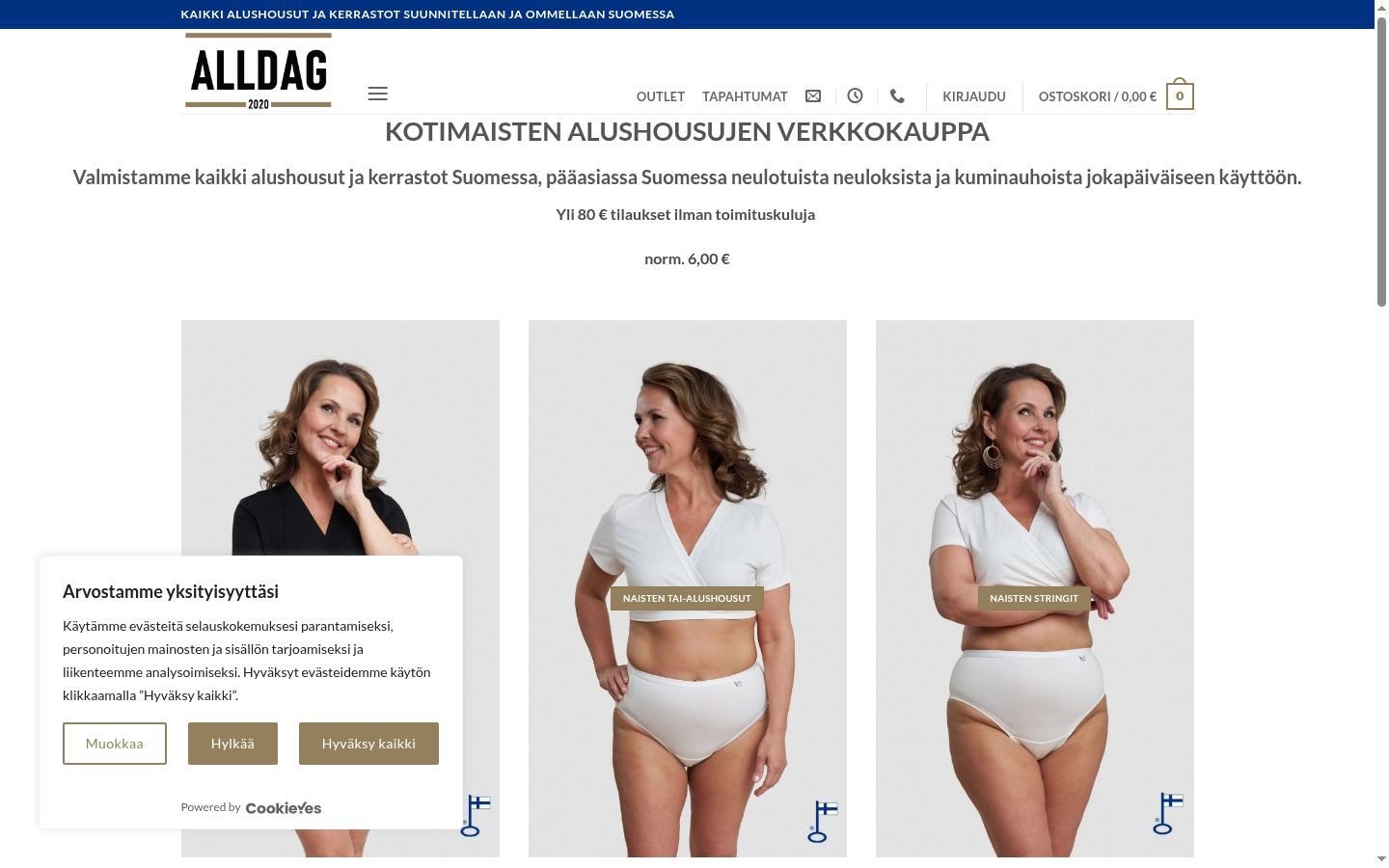 Kuvakaappaus suostumusbannerista, joka näytettiin ennen mitään vuorovaikutusta