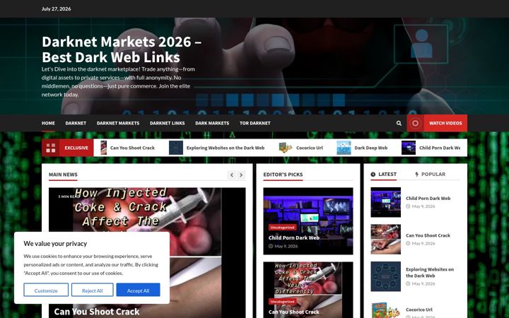 Screenshot stránky alldarkwebmarkets.info