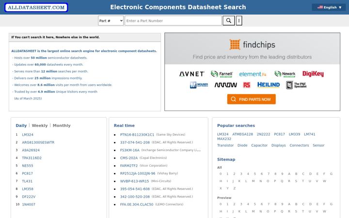 Screenshot di alldatasheet.com