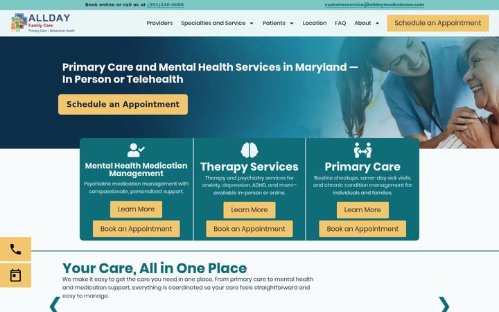 Екранна снимка на alldaymedicalcare.com