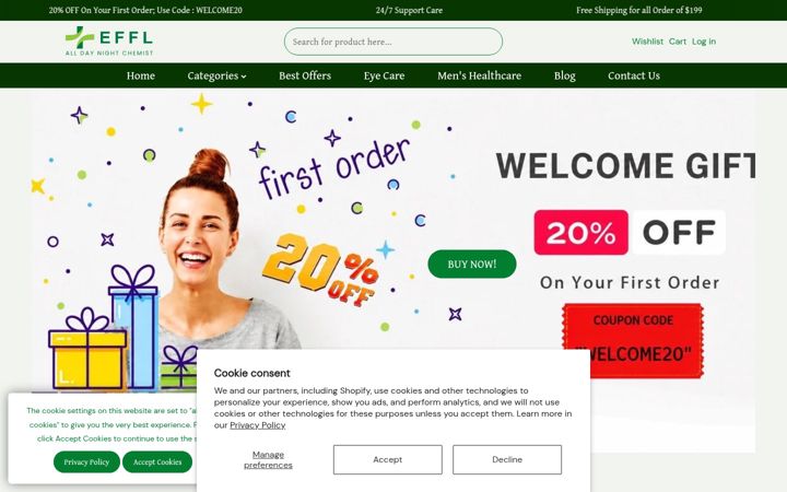 Екранна снимка на alldaynightchemist.com