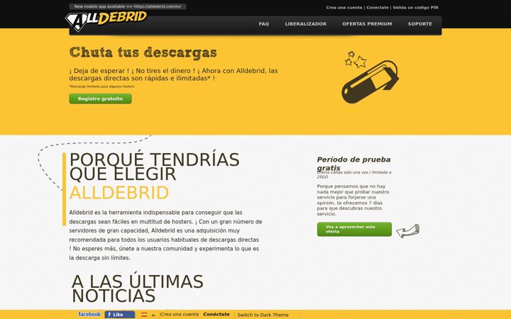 Screenshot of alldebrid.es