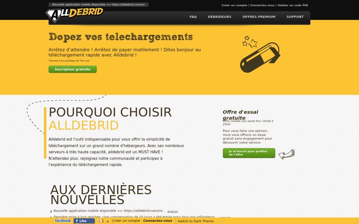 Screenshot of alldebrid.fr