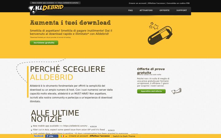 Screenshot of alldebrid.it
