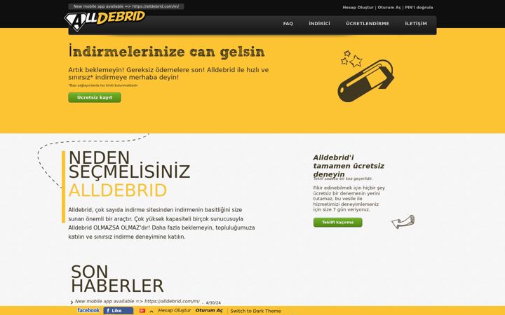 Captura de pantalla de alldebrid.org