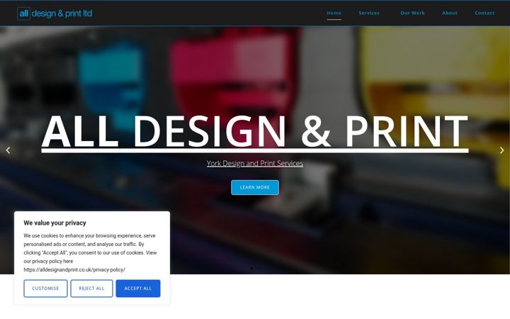 Screenshot of alldesignandprint.co.uk