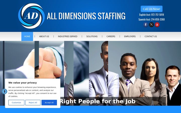 Skjámynd af alldimensionsstaffing.net