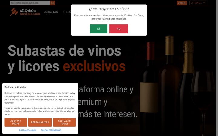 Screenshot of alldrinksauction.com