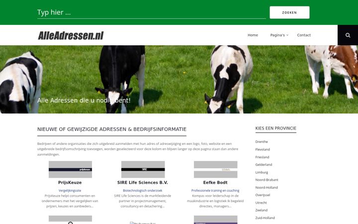 Screenshot of alleadressen.nl