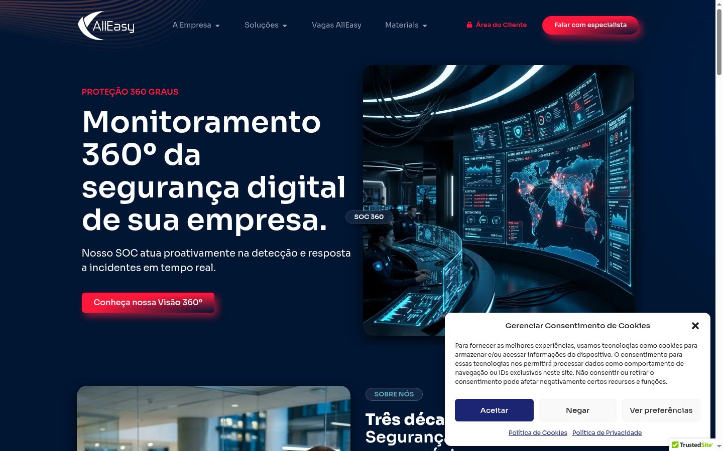 Screenshot του banner συγκατάθεσης που εμφανίστηκε πριν από οποιαδήποτε αλληλεπίδραση