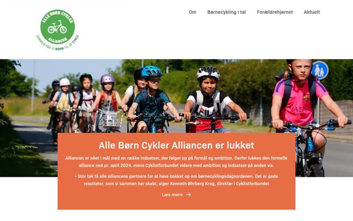 Screenshot of alleboerncykleralliancen.dk