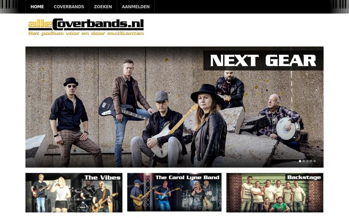 Screenshot of allecoverbands.nl