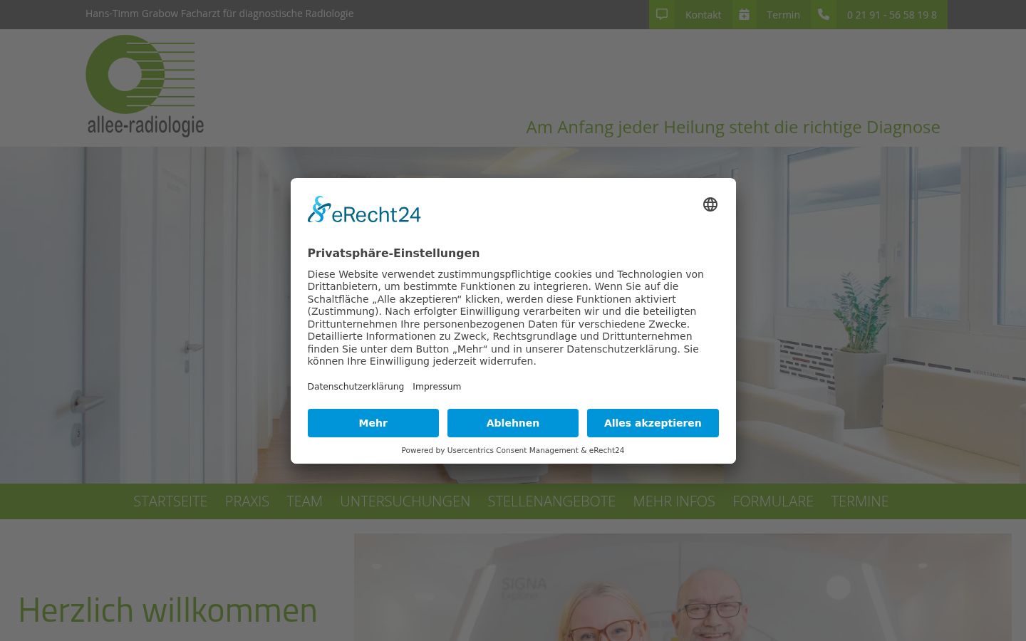 Screenshot of the consent banner shown before any interaction
