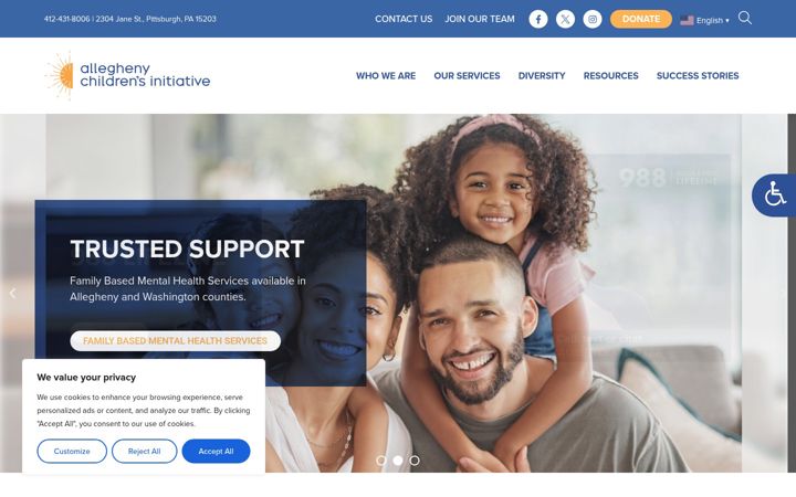 Screenshot of alleghenychildrens.org