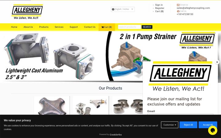 Screenshot of alleghenycoupling.com