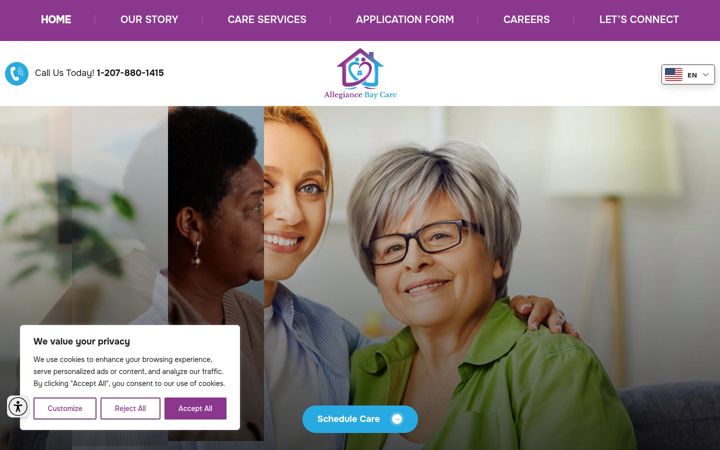 Screenshot stránky allegiancebaycare.com