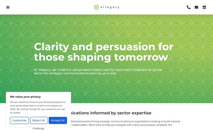 Screenshot of allegoryagency.co.uk