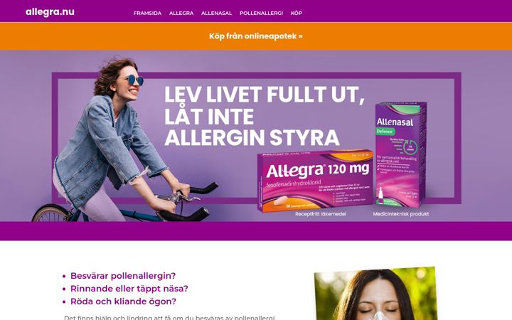Screenshot of allegra.nu