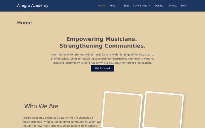 Kuvakaappaus sivustosta allegroacademy.org