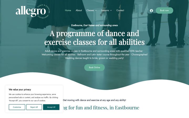 Screenshot of allegrodanceandexercise.co.uk