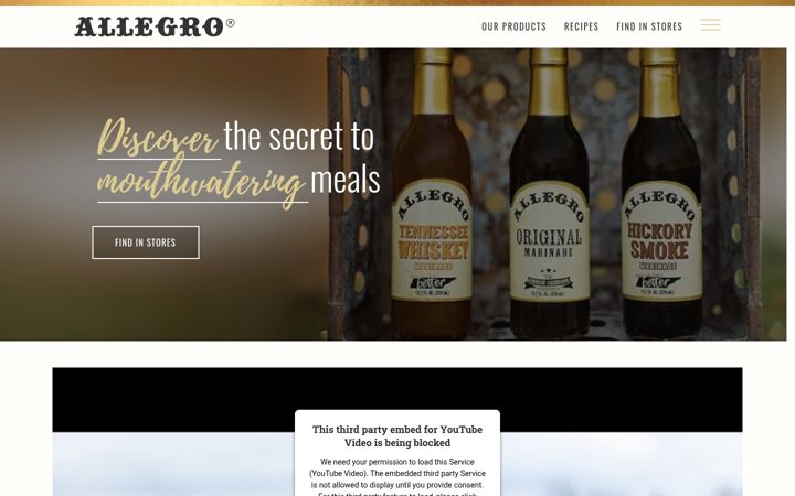 Screenshot von allegromarinade.com