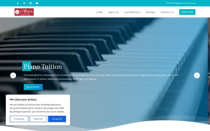 Screenshot of allegromusicschool.org