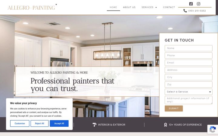 Screenshot of allegropainters.com
