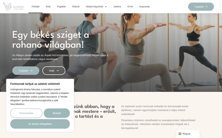 Screenshot von allegropilates.hu
