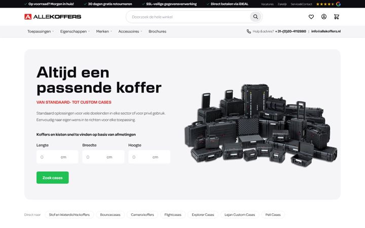 Screenshot of allekoffers.nl