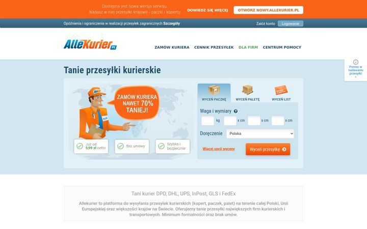 Screenshot of allekurier.pl