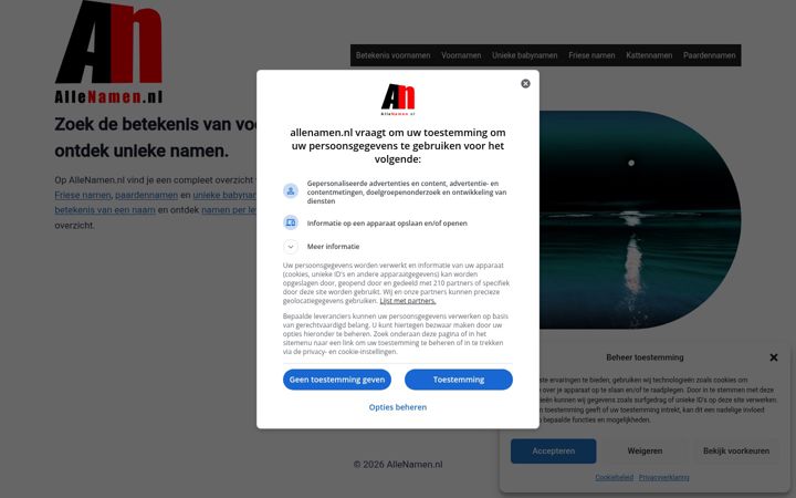 Screenshot of allenamen.nl