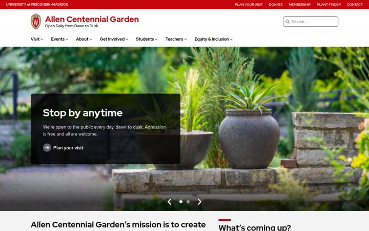 Screenshot of allencentennialgarden.wisc.edu