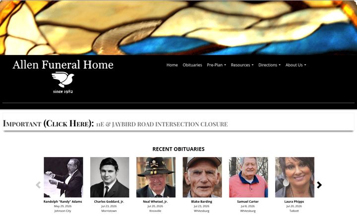 Screenshot of allenfuneralhome.us