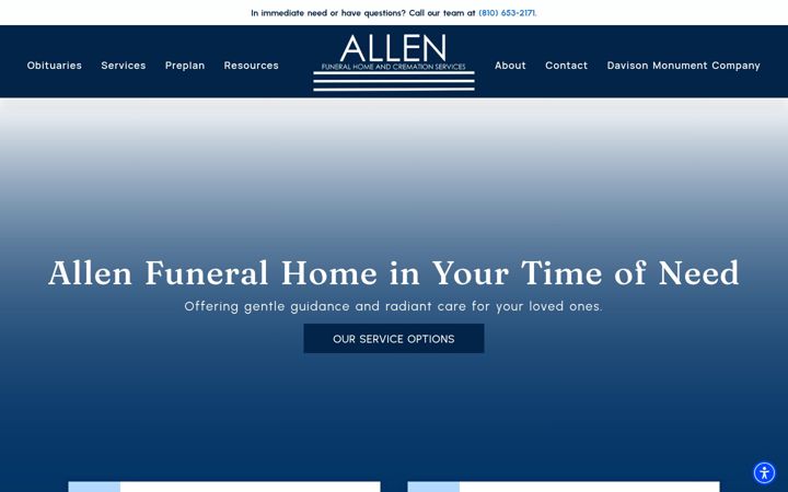 Captura de ecrã de allenfuneralhomeinc.com