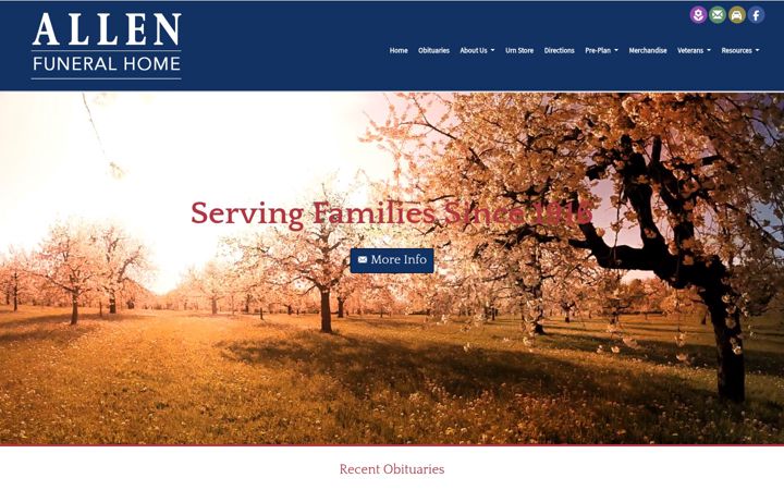 Captura de ecrã de allenfuneralhomewv.com