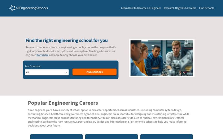 Screenshot of allengineeringschools.com