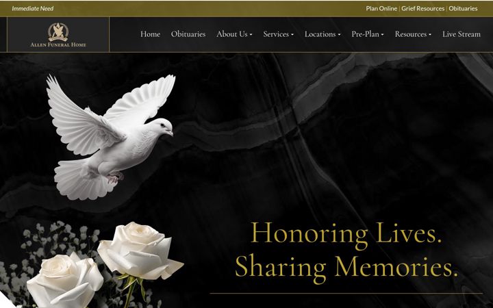 Screenshot of allensfuneralhomes.com
