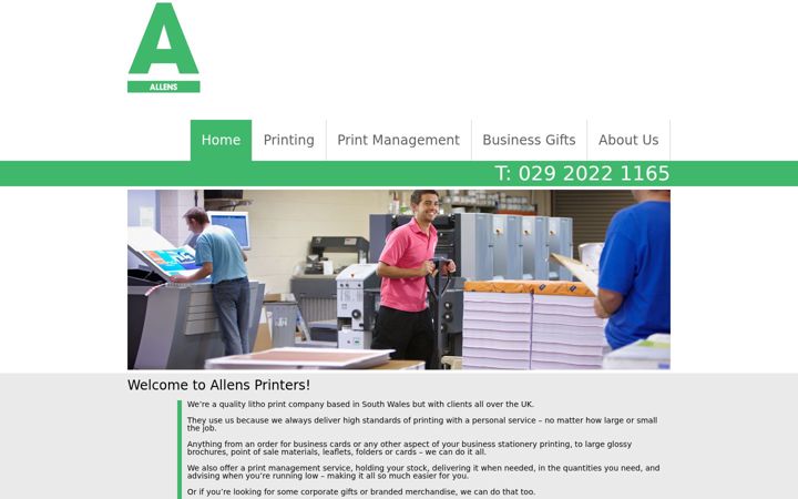 Kuvakaappaus sivustosta allensprinters.co.uk