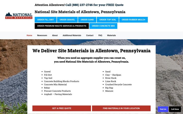 Screenshot of allentownsitematerials.com